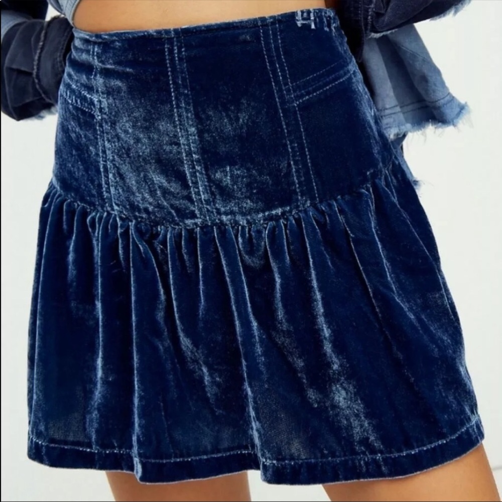 Free People Sweet but Tough Crushed Velvet Mini Skirt